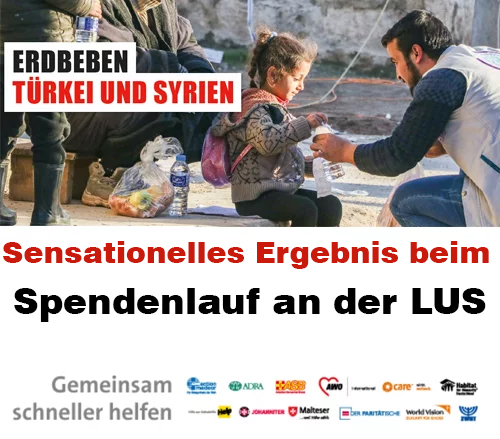 Sensationelles Ergebnis beim Spendenlauf für Syrien und die Türkei